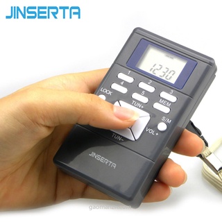 JINSERTA Mini portátil de modulación de radiofrecuencia Pantalla LED digital Receptor de radio Procesamiento de señal + Auricular + Cordón