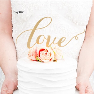 Piq302: decoración de tartas de amor, brillo, oro, decoración de bodas, fiesta de compromiso, MY