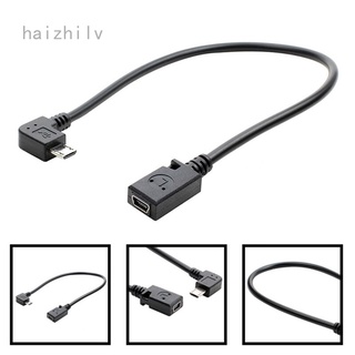 Haizhilv Yuqinshang convertidor Cable de datos 90 grados Micro USB macho a Mini USB hembra adaptador convertidor de Cable de datos línea