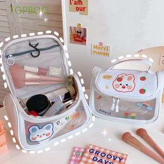 TOPBOO Women Makeup Bags Large Capacity Wash Bags Cosmetic Bag Toiletry Bag Portable Cute Transparent PU Reusable Travel Organizer