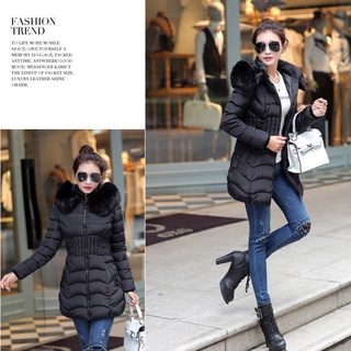 Beauty1 moda invierno mujer chamarra larga de algodón cálido abrigo Slim Parka Trench Outwear