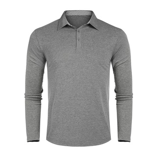 camisa de manga larga masculina cuello de turn-down guapo color sólido slim fit jersey camisa jersey top (9)