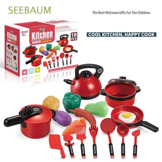 SEEBAUM Mini Cooking Set Toy Plastic Pretend Play Toy Simulation Kitchen For Kids Cookware Pretend Play 18pcs Kitchen Simulation Kitchen Toys Role Playing/Multicolor