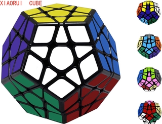xiaorui megaminx dodecahedron cubo 3x3 3x3x3 cubo mágico suave rompecabezas juguetes especiales para niños y adultos (negro)