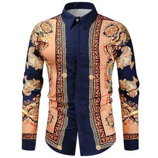 Nueva camisa casual Flora para hombre de negocios slim fit manga larga moda impreso camisa masculina 552