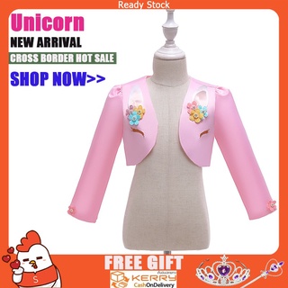 Nuevo abrigo/abrigo de unicornio de Halloween niños pegados chaqueta de vestido unicornio de manga larga