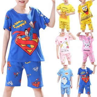 Niños niño niña de manga corta de dibujos animados pijamas conjunto de verano cómodo Unisex ropa de dormir ropa de dormir ropa de dormir 1-10 años