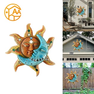 Sol y luna decoración de arte artesanía de Metal Craetive regalos colgantes de pared adorno para el hogar jardín patio-40X40cm
