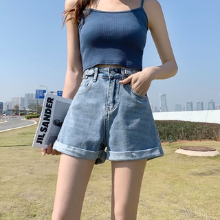 25-32 mujeres cintura alta pantalones cortos de mezclilla verano nuevo suelto todo-partido hyuna estilo pantalones vaqueros cortos de una línea de pantalones de las mujeres ropa