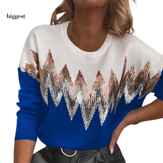 Bgt blusa de otoño de manga larga O-cuello suelto ajuste jersey superior elástico ropa de mujer (6)