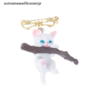 ewjr 1pc lindo animal gato broche travieso gato con rama juego solapa pin ropa pin nuevo (6)