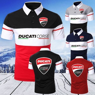 Gran tamaño 2020 nueva moda de verano Ducati Corse Moto Gp Racing gran logotipo de los hombres de manga corta raya polo