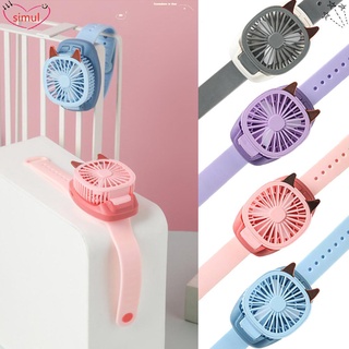 SIMUL Travel Wrist fan Adjustable Pocket Fan Watch Mini Fan Cooling Equipment Cute Mini USB Rechargeable Office Supplies Cool Air Foldable/Multicolor