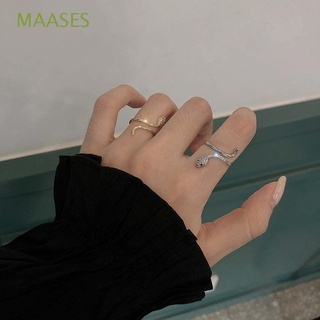 MAASES Exaggerated Snake Finger Ring Gothic Korean Style Rings Women Open Rings Punk Irregular Personality For Men Rhinestone Vintage Fashion Jewelry