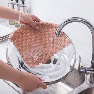 ferrante durable paño de limpieza de microfibra toalla de plato trapos engrosado cocina anti-grasa absorción de agua trapo limpiador/multicolor (6)