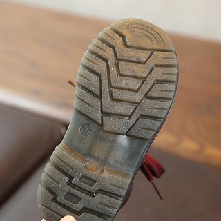 ❤Cx♡Botas de Martin para niños y niñas, botas antideslizantes de cuero PU con cremallera lateral (2)