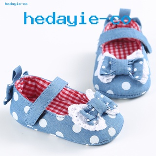 He Fashion Toddler Baby Girls Bowknot Dotted Soft Sole Canvas Prewalker Crib Shoes
