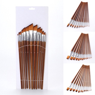 13Pcs Artist Nylon Hair Acrylic Painting Brush Set Long Handle School Drawing Tool Watercolor Brush for Art Supplies