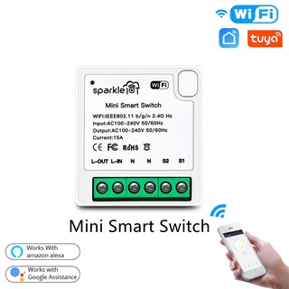 [listo stock] tuya mini wifi smart switch 16a 2 vías control temporizador interruptores inalámbricos tuya/smart life app funciona con alexa google home