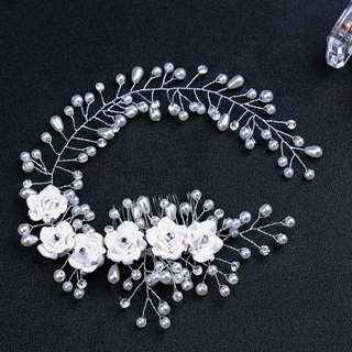 du bride peine de pelo flores imitación perla boda niñas novia tiara floral tocado (1)