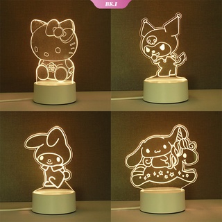 Kawaii Cinnamoroll Dog My Melody Kuromi Sanrio Plush Hello Kitty 3D Stereo Night Light Muñeca linda Anime Figura Modelo de juguete [KU2]