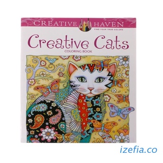 izefia 24 Pages Creative Cat Coloring Book Kill Time Painting Drawing Book For Children