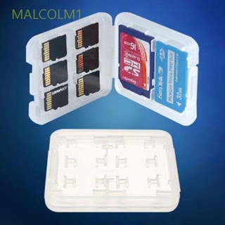 Malcolm1 caja de almacenamiento de uso doméstico Mini titular de la tarjeta de protección de la caja portátil 8 ranuras transparente Protector de la caja para tarjeta de memoria Micro caso de almacenamiento/Multicolor (1)