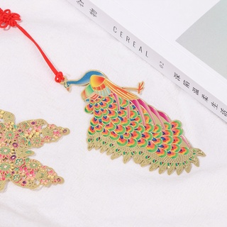 chink regalos hoja mariposa pavo real estudiante suministros separador de página hueco metal marcadores creativo oficina escuela chino nudo vintage estilo lindo papelería libro marcadores (5)