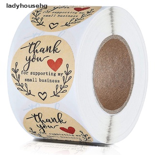 ladyhousehg 500pcs pegatinas de agradecimiento corazón hecho a mano redondo papel kraft sello etiqueta etiqueta etiqueta etiqueta venta caliente