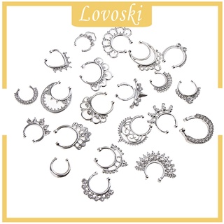 [Lovoski] 21 piezas de cristal falso Septum Clicker nariz anillo no perforante (2)