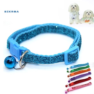 [bikr] collar de lentejuelas brillantes para mascotas, perro, gato, hebilla de liberación rápida, collar con colgante de campana