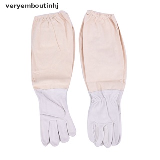 (hotsale) 1 par de guantes de apicultura mangas protectoras transpirables de malla amarilla piel de oveja {bigsale}