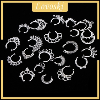 [Lovoski] 21 piezas de cristal falso Septum Clicker nariz anillo no perforante (1)