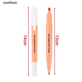 yunhun 6pcs color caramelo doble cabeza resaltador pluma papelería marcador oficina escuela set.