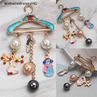 (witheredroseshg) Christmas Pearl Brooch Deer Snowman Pendant Jewelry Rhinestone Brooches Women On Sale