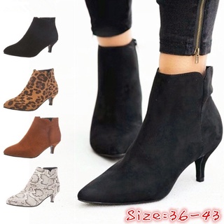 otoño invierno mujeres tacones botas de tobillo botas puntiagudas botas de moda leopardo piel de serpiente botas cortas