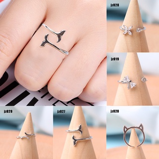 anillos ajustables simples de personalidad para estudiantes a la moda joyería anillos de circonitas de plata abierto