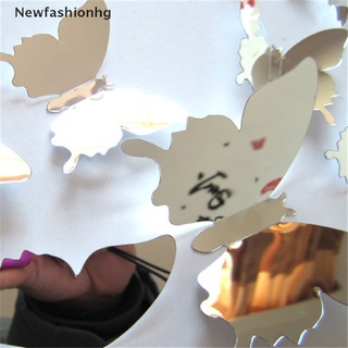 (newfashionhg) 12 unids/set espejo sliver 3d mariposa pegatinas de pared fiesta boda decoración en venta (7)