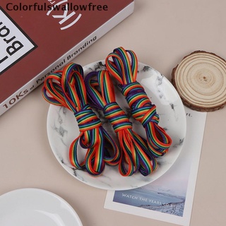 colorfulswallowfree 1 par de cordones coloridos arco iris degradado plana cordones casual zapatos accesorios belle
