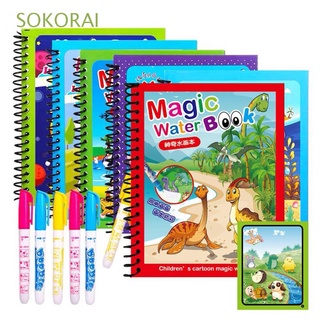 SOKORAI Birthday Gift Magical Book Early Education Water Drawing Book Montessori Toys Doodle Education Toys Reusable Kids Toys 1pcs Painting Drawing Board Coloring Book