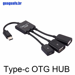 Cable Adaptador Adaptador Otg Gua 3 en 1 3 puertos Usb-C Tipo-C 3.1 Macho a Usb 2.0