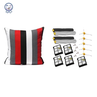 almohada 40x40 almohada algodón funda de almohada blanco - gris - rojo - rayas negras con cepillos y filtros kit de reemplazo