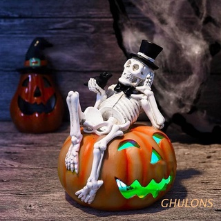 ghulons halloween calabaza calavera luz resina esqueleto calabazas para halloween navidad fiesta decoración aterrador artesanía