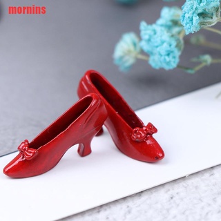 {mornins}1 par 1:12 casa de muñecas miniatura accesorios rojo zapatos de tacón alto princesa zapato UUW