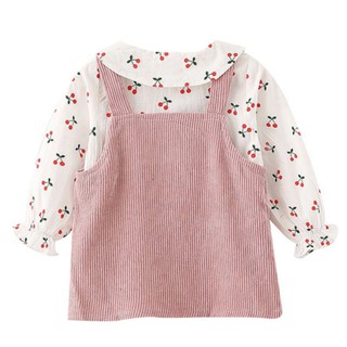 camiseta camiseta cuello redondo manga larga motivo impresión de dibujos animados cherry traje +ib falda para niñas (6)