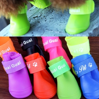 Zapatos De perro impermeables De sílices De Gel 4 pzs/conjunto Para mascotas antideslizantes zapatos De lluvia Para mascotas