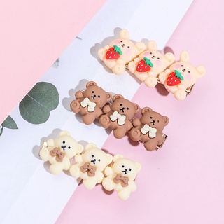 FOOT Women Girls Hair Clip Rabbit Side Bangs Barrettes Duckbill Clip Candy Color Fashion Styling Accessories Bear Hairpin (7)