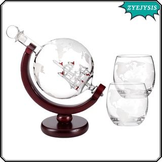 Whiskey Decanter Globe Set Glass World Map Home Liquor Decanter for Men Gift (6)