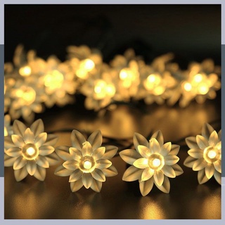 Luces Solares Led al aire libre De Flores De loto cuerda Para decoración con Sensor De Luz