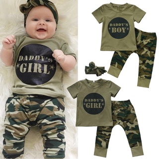 Hilittlekids camuflaje bebé recién nacido niños niñas camiseta Tops pantalones trajes conjunto